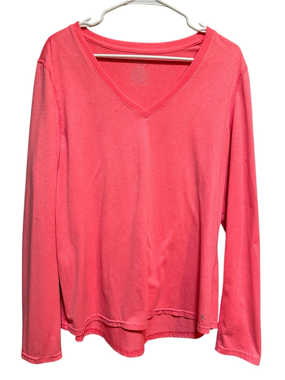 Danskin Women’s Size XXL 20 Athletic T-Shirt Long Sleeve V-Neck Heathered Pink